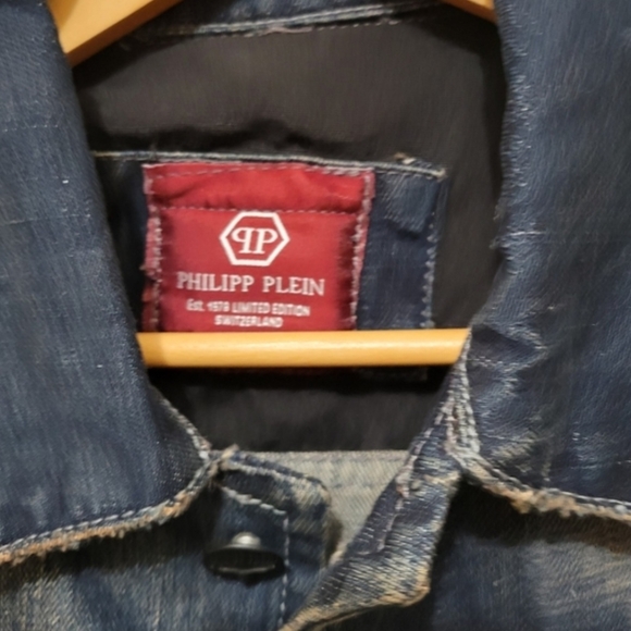 Philipp Plein Blue Denim Jacket Size M Run Small Fits Like A Size Small. - Picture 2 of 7